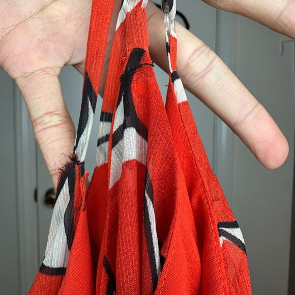 Vintage Mod Pattern Babydoll Dress Orange Abstract Dress - Picture 5 of 6